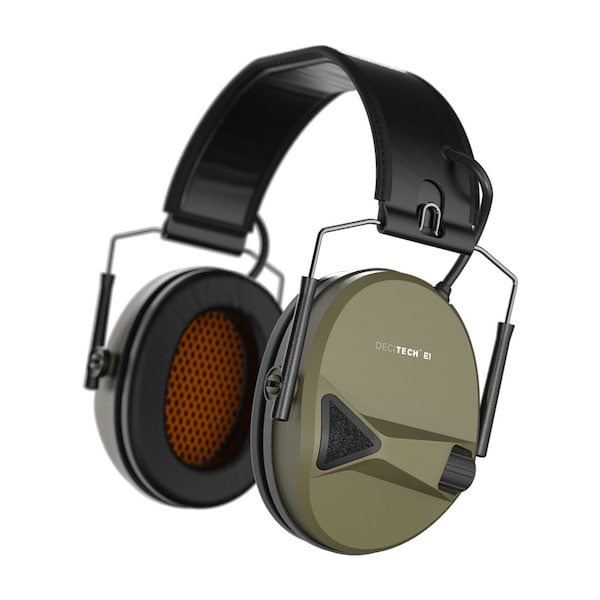 Defender Safety DECITECH E1 Active Hearing Protection, Over the Head Earmuffs NRR 24 Forest Green DCT-E1-02 - main